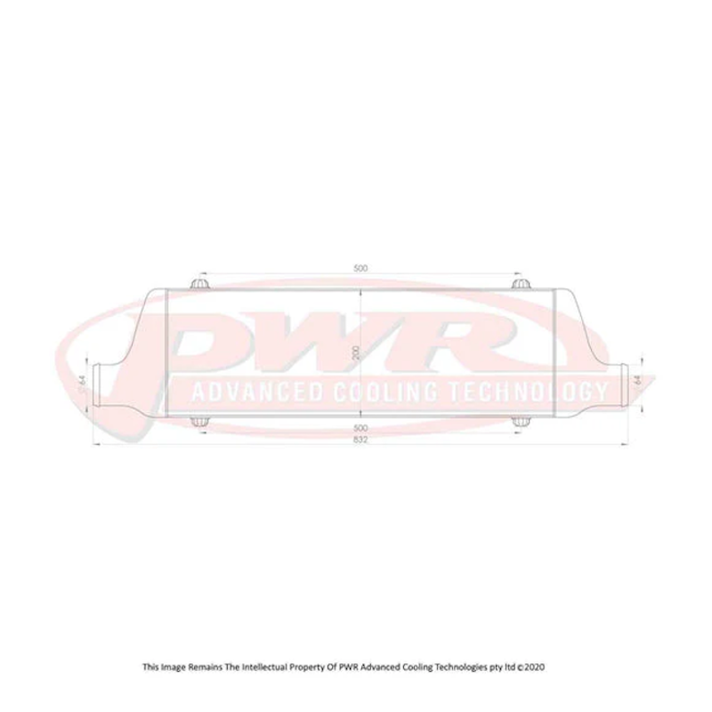 Racer Series Intercooler - Core Size 600 x 200 x 68mm, 2.5" Outlets
